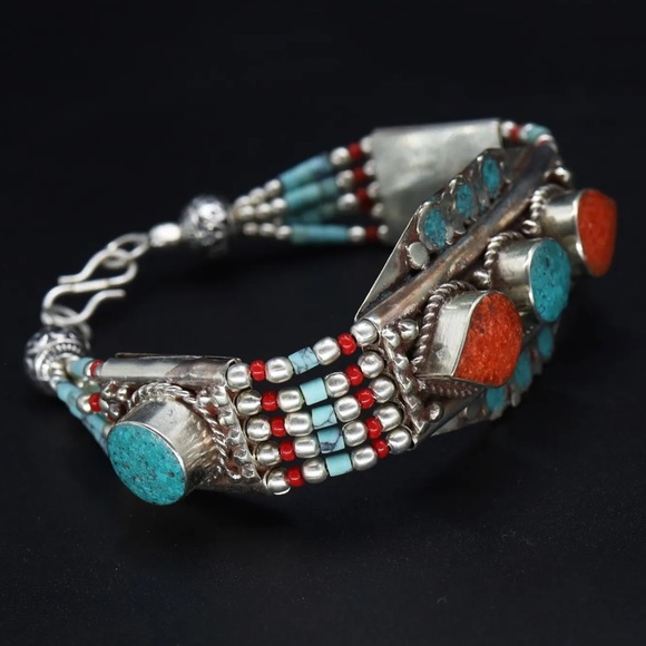 Tibetan silver gemstone ethnic bracelets - Picture 16 of 16